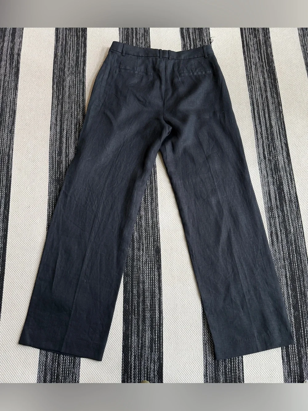 Banana Republic Women's Linen Black Wide-Leg Dress Trousers Size 10L